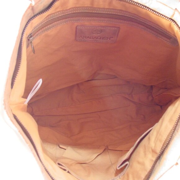 SUNDANCE ANABAGLISH Sunblossom $160 Caramel Leather Tote Bag - HAND MADE - Picture 9 of 13